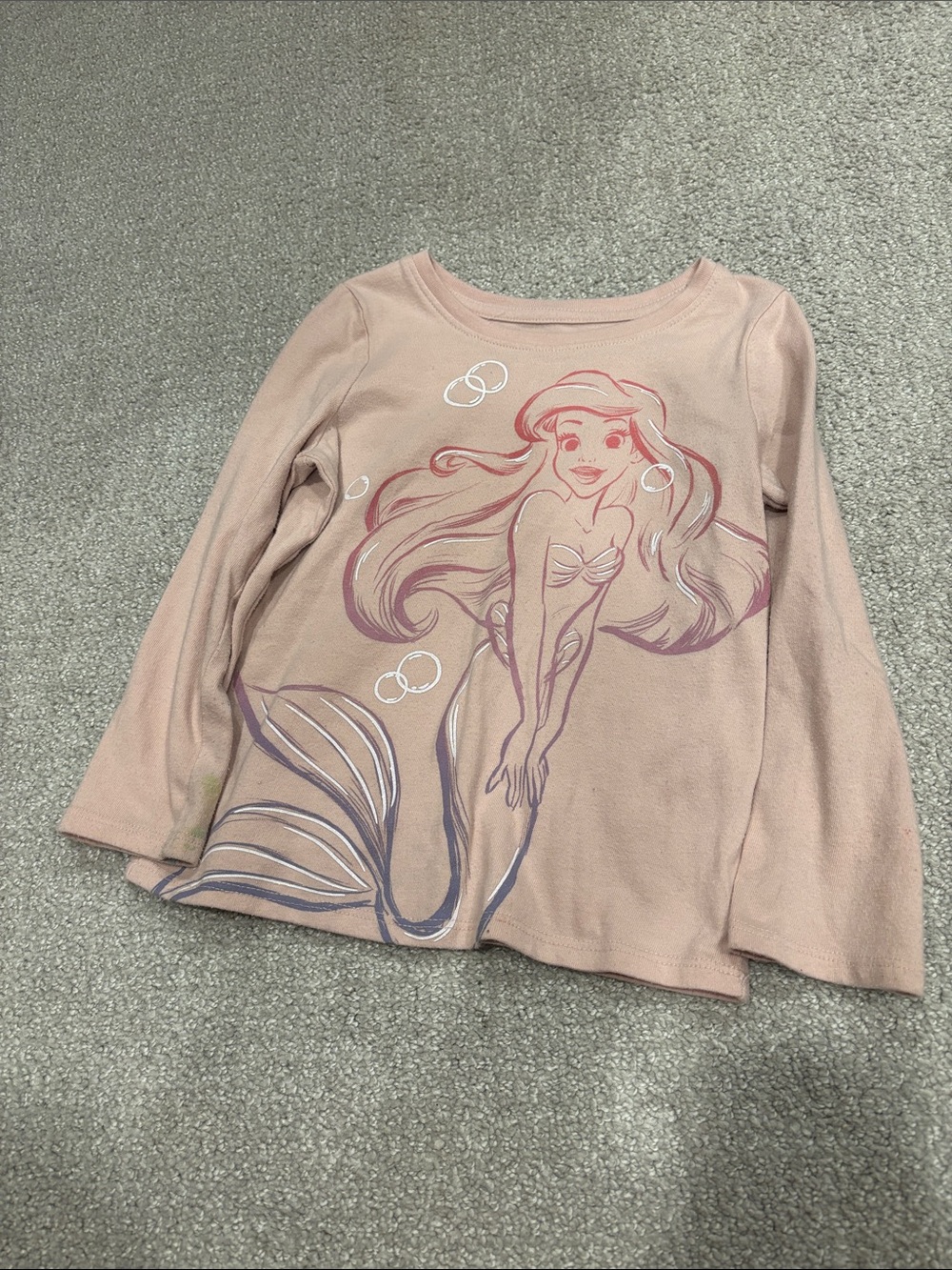 Disney jumping beans Girls Pale Pink Ariel Long Sleeve Graphic Tee